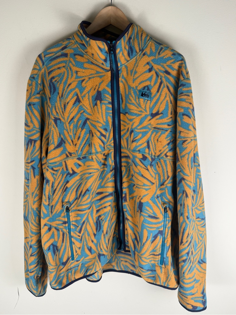 REI Co-op Trail Made‎ Fleece Jacket Orange and Blue Colorway Size XL Hiking Camp